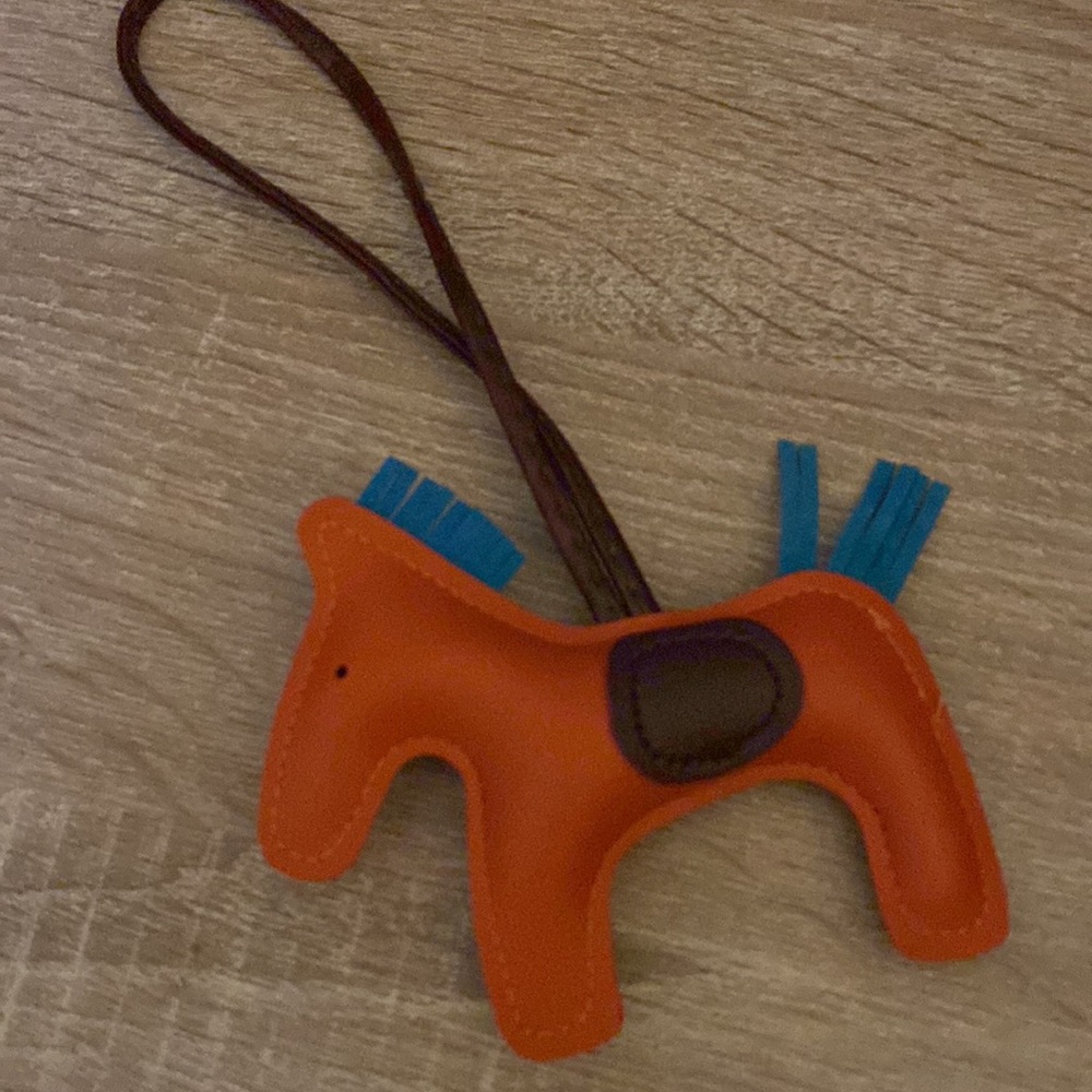 faux leather horse charm orange